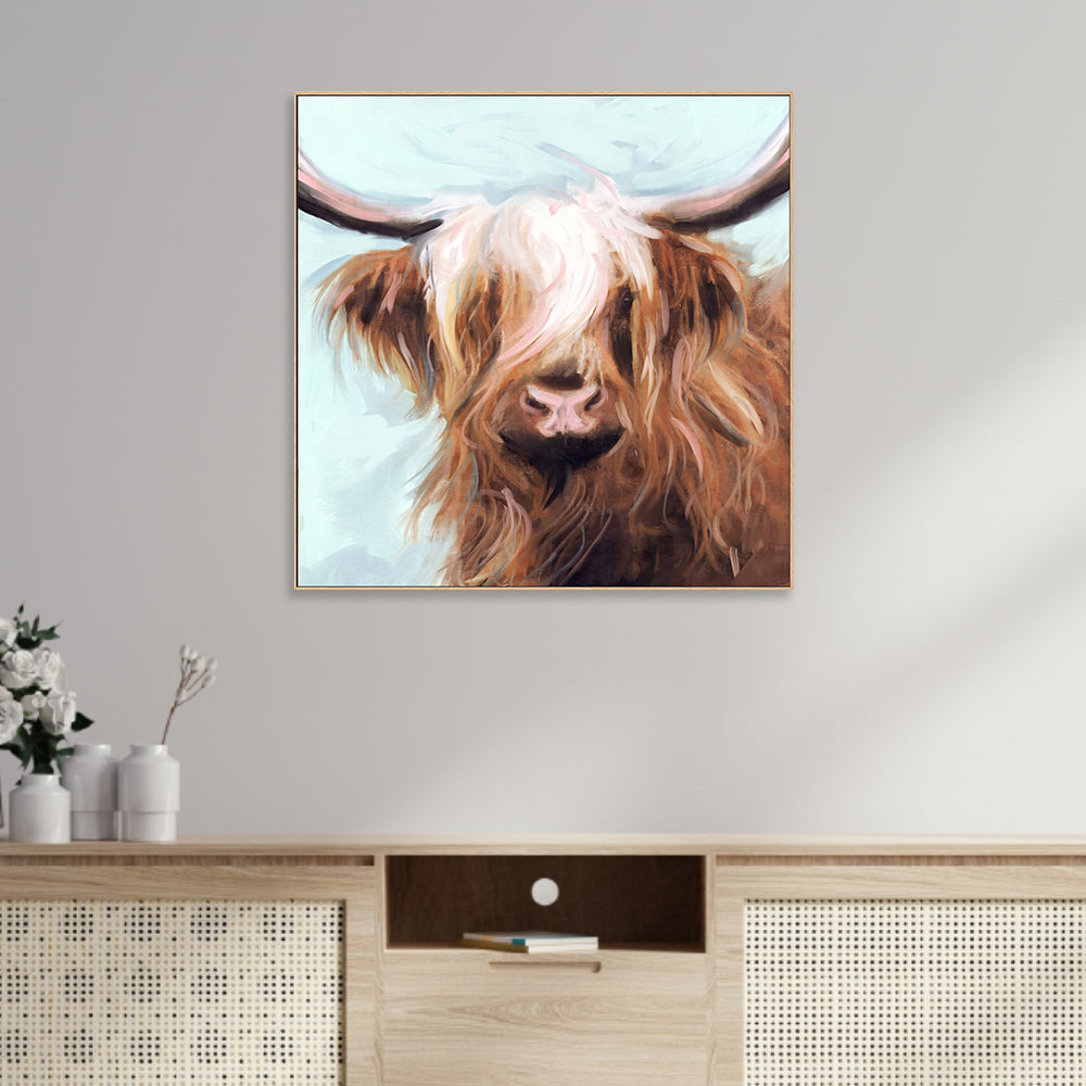 wall-art-print-canvas-poster-framed-Highland Cow , By Nina Blue-2