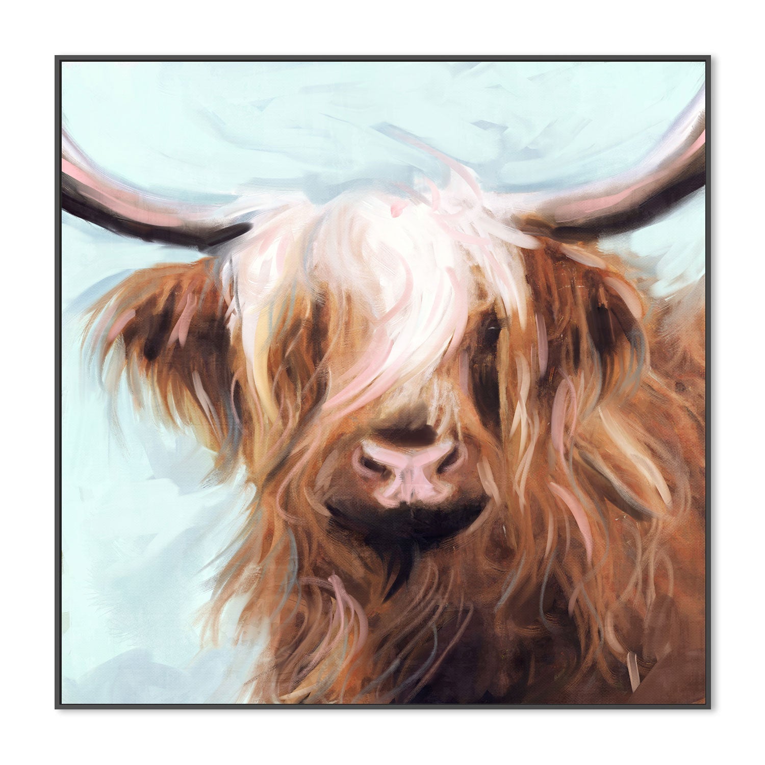 wall-art-print-canvas-poster-framed-Highland Cow , By Nina Blue-3