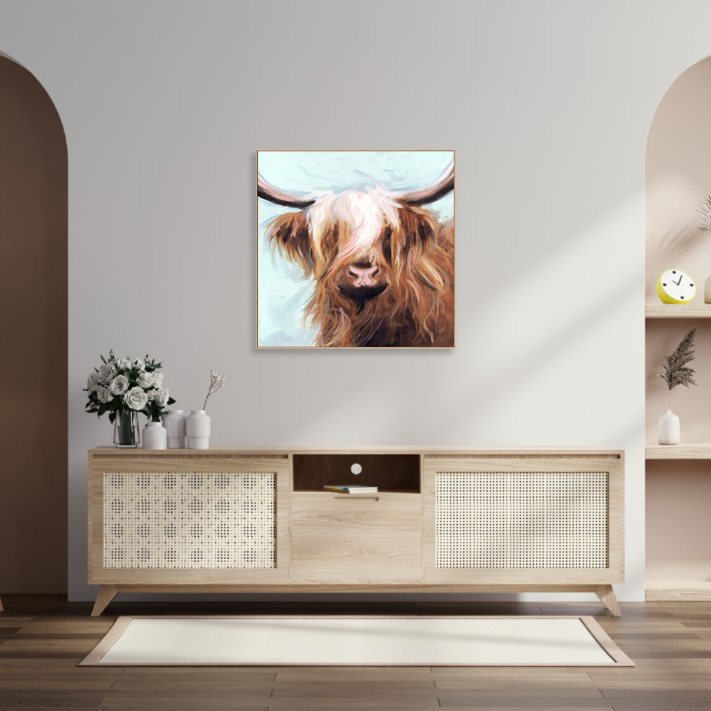 wall-art-print-canvas-poster-framed-Highland Cow , By Nina Blue-7