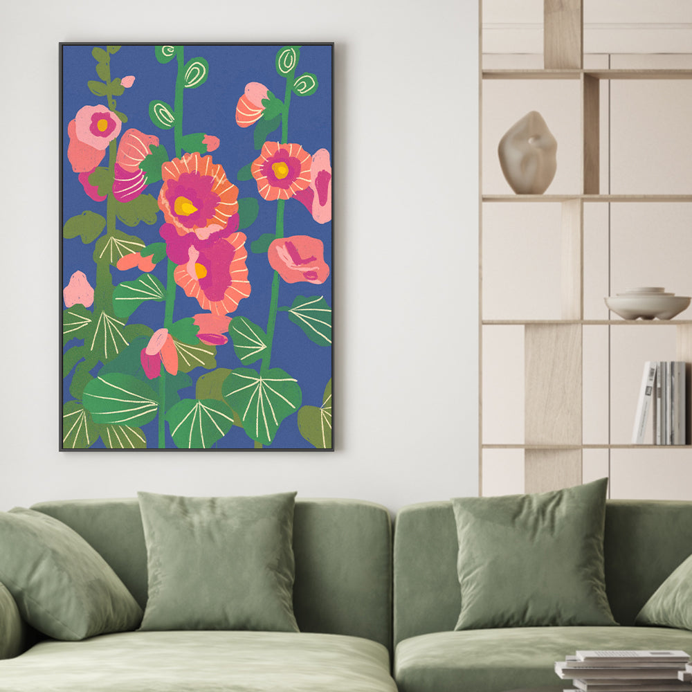 wall-art-print-canvas-poster-framed-Hollyhocks , By Gigi Rosado-GIOIA-WALL-ART