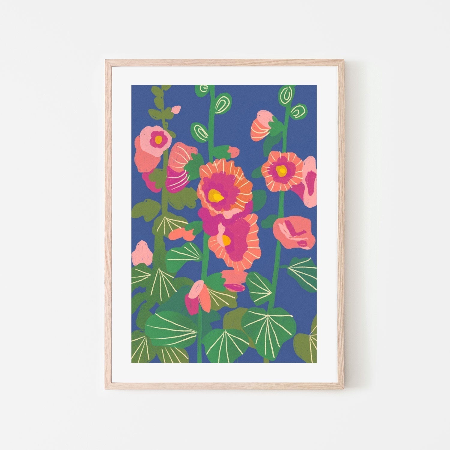 wall-art-print-canvas-poster-framed-Hollyhocks , By Gigi Rosado-GIOIA-WALL-ART