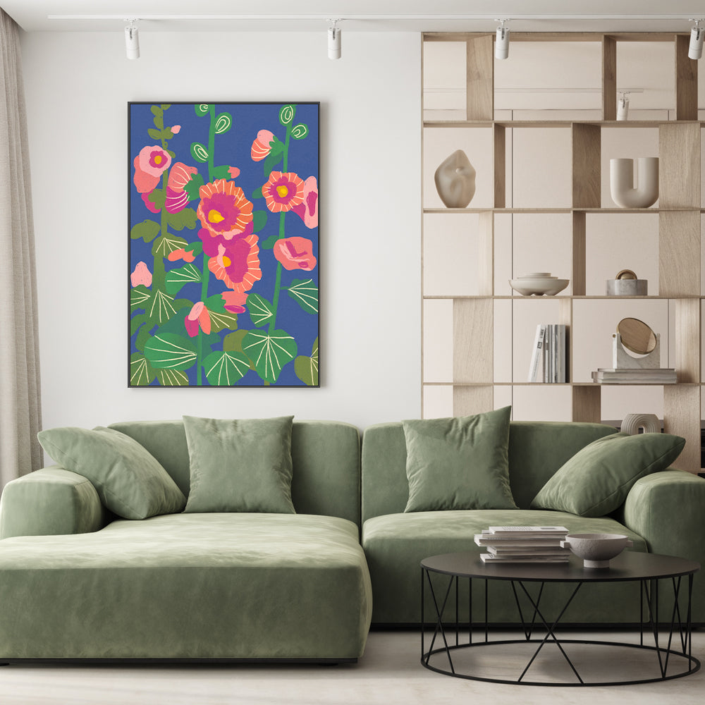 wall-art-print-canvas-poster-framed-Hollyhocks , By Gigi Rosado-GIOIA-WALL-ART