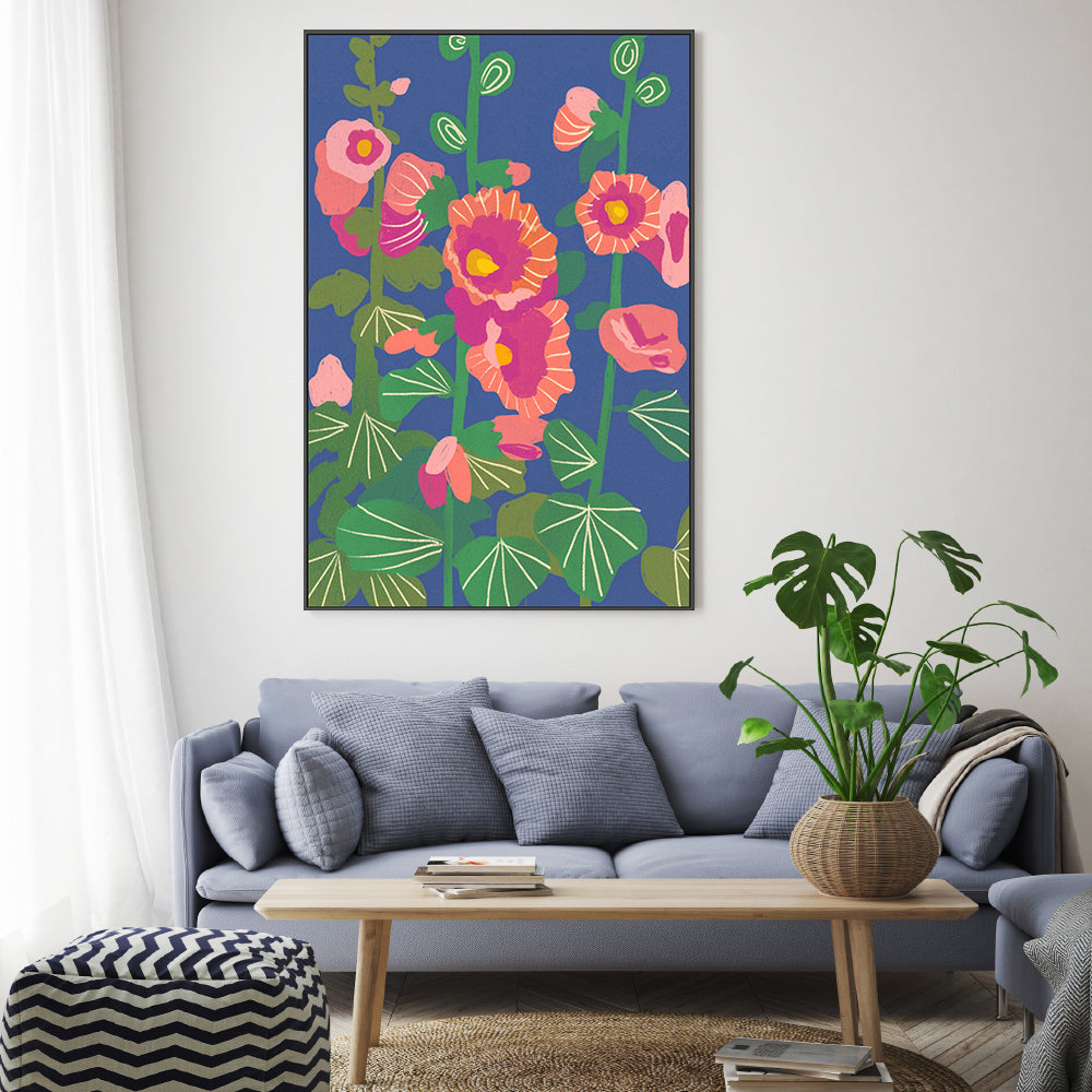 wall-art-print-canvas-poster-framed-Hollyhocks , By Gigi Rosado-GIOIA-WALL-ART