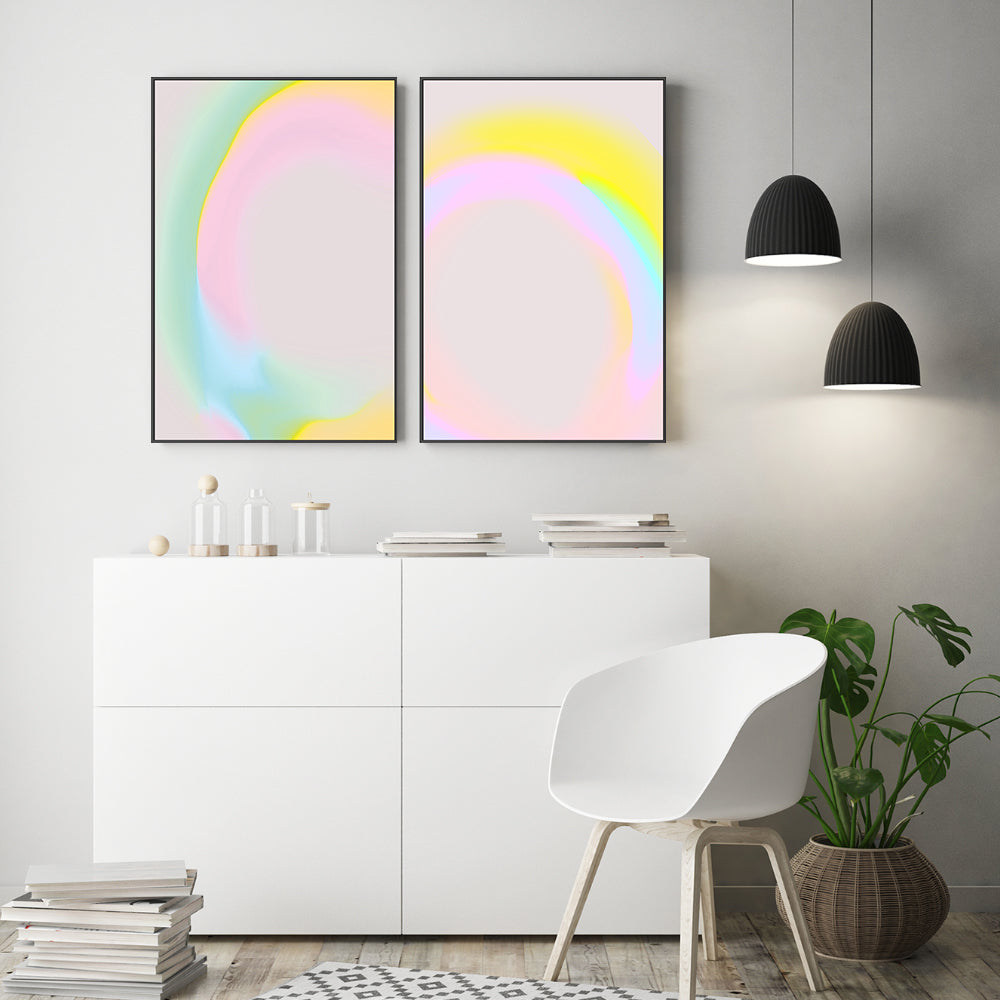 wall-art-print-canvas-poster-framed-Holographic Dream, Style A & B, Set Of 2 , By Treechild-GIOIA-WALL-ART