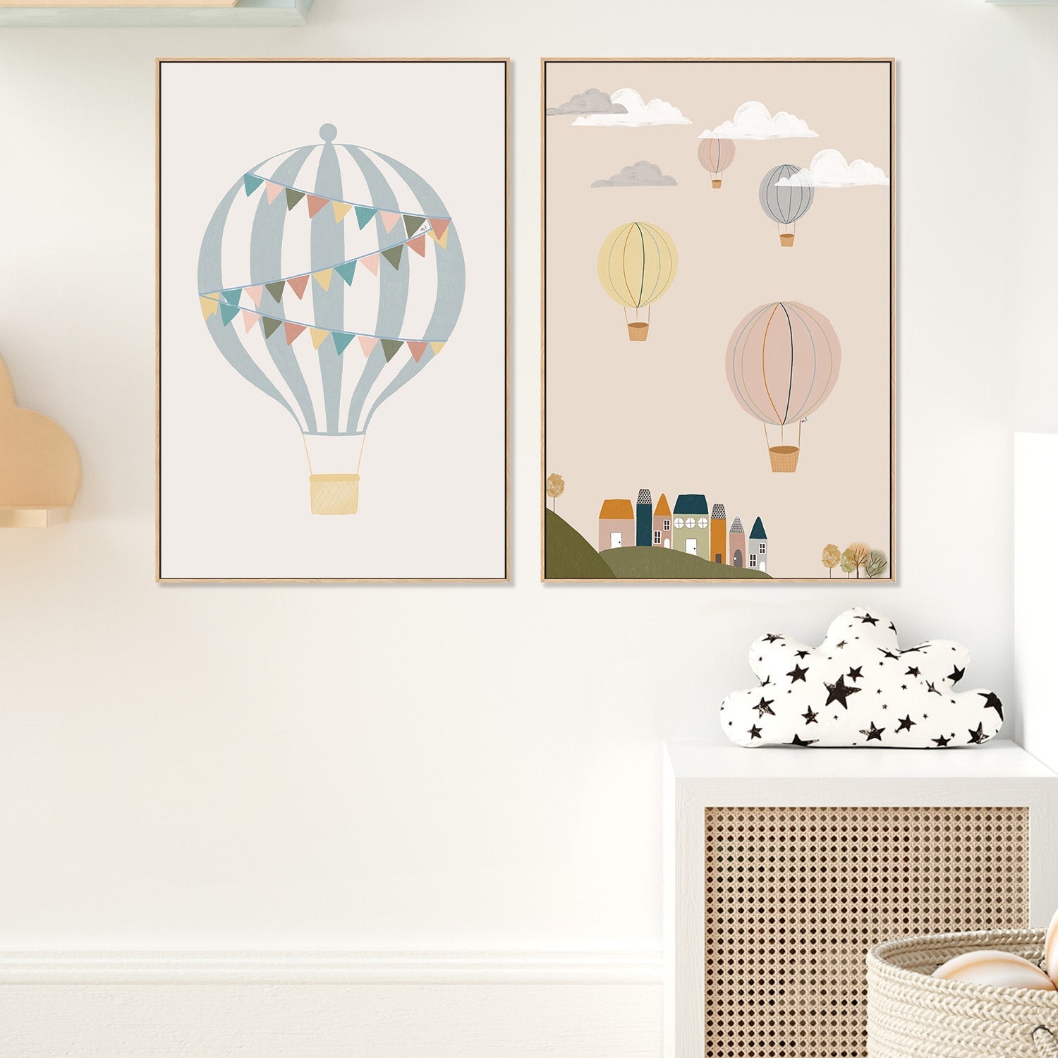 wall-art-print-canvas-poster-framed-Hot Air Balloons, Set of 2 , By Menina Lisboa-2