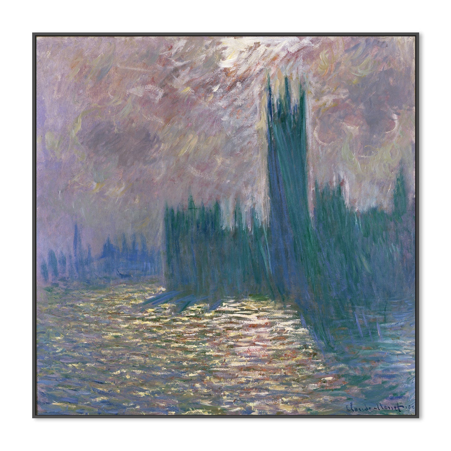 wall-art-print-canvas-poster-framed-Houses of Parliament Reflection of the Thames 1900 , By Monet-by-Gioia Wall Art-Gioia Wall Art