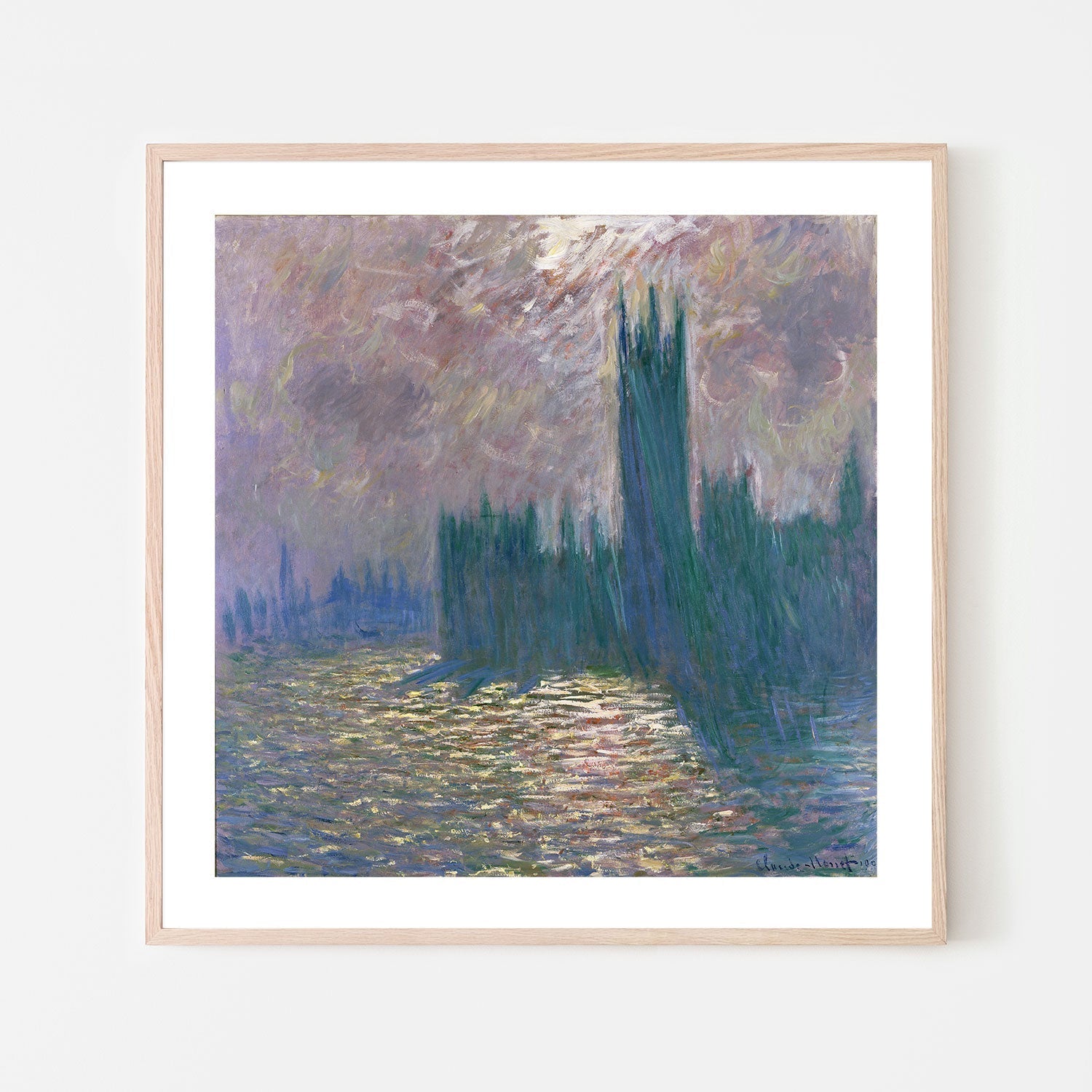 wall-art-print-canvas-poster-framed-Houses of Parliament Reflection of the Thames 1900 , By Monet-by-Gioia Wall Art-Gioia Wall Art