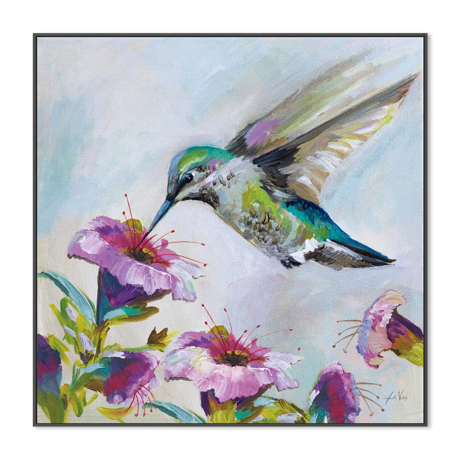 wall-art-print-canvas-poster-framed-Hummingbird Florals, Style B-by-Jeanette Vertentes-Gioia Wall Art