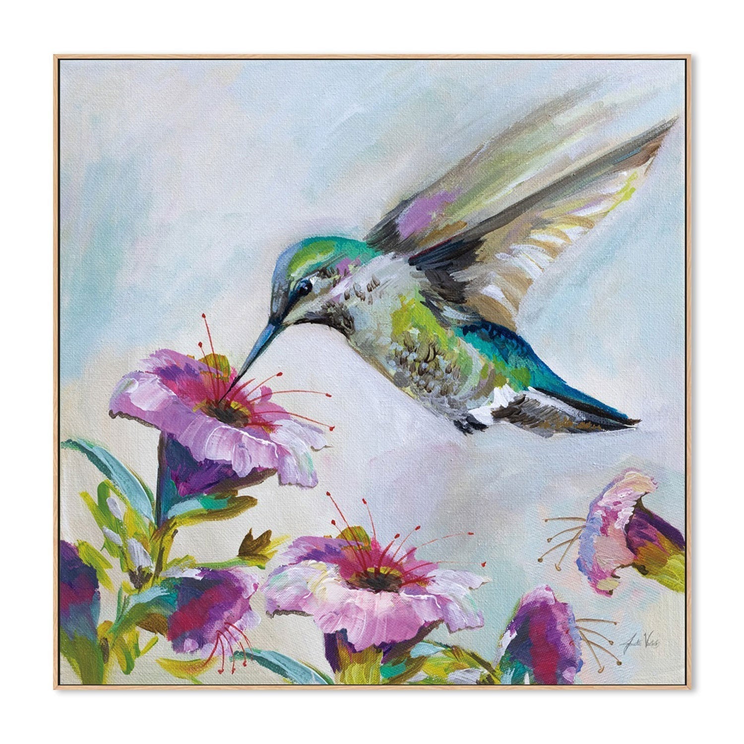 wall-art-print-canvas-poster-framed-Hummingbird Florals, Style B-by-Jeanette Vertentes-Gioia Wall Art