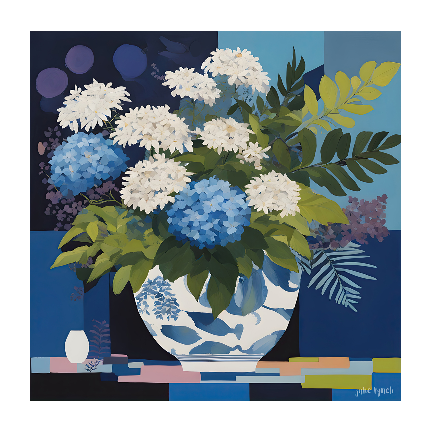 wall-art-print-canvas-poster-framed-Hydrangeas Nocturne , By Julie Lynch-1