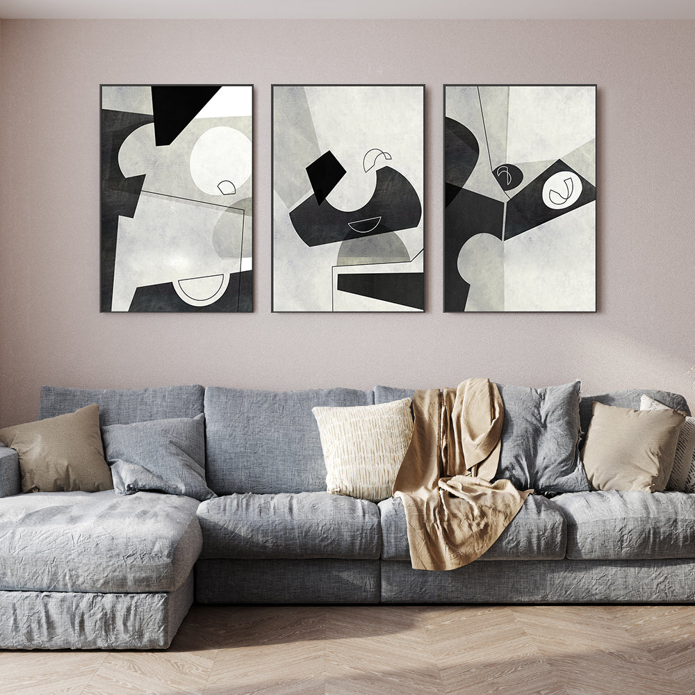 wall-art-print-canvas-poster-framed-In Shape, Style A, B & C, Set Of 3 , By Roberto Moro Art-GIOIA-WALL-ART