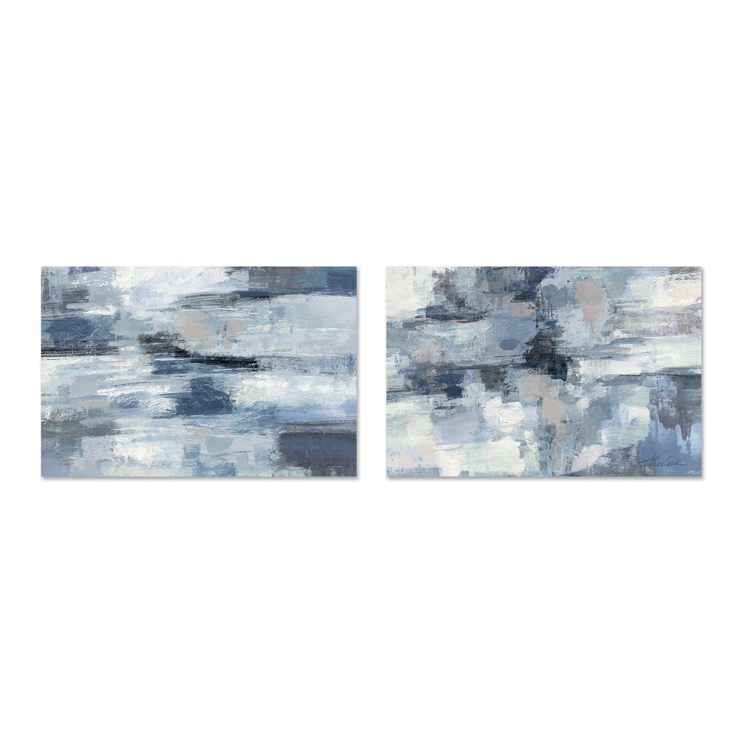 wall-art-print-canvas-poster-framed-In the Clouds Indigo and Gray, Clear Water Indigo and Gray, Set Of 2-by-Silvia Vassileva-Gioia Wall Art