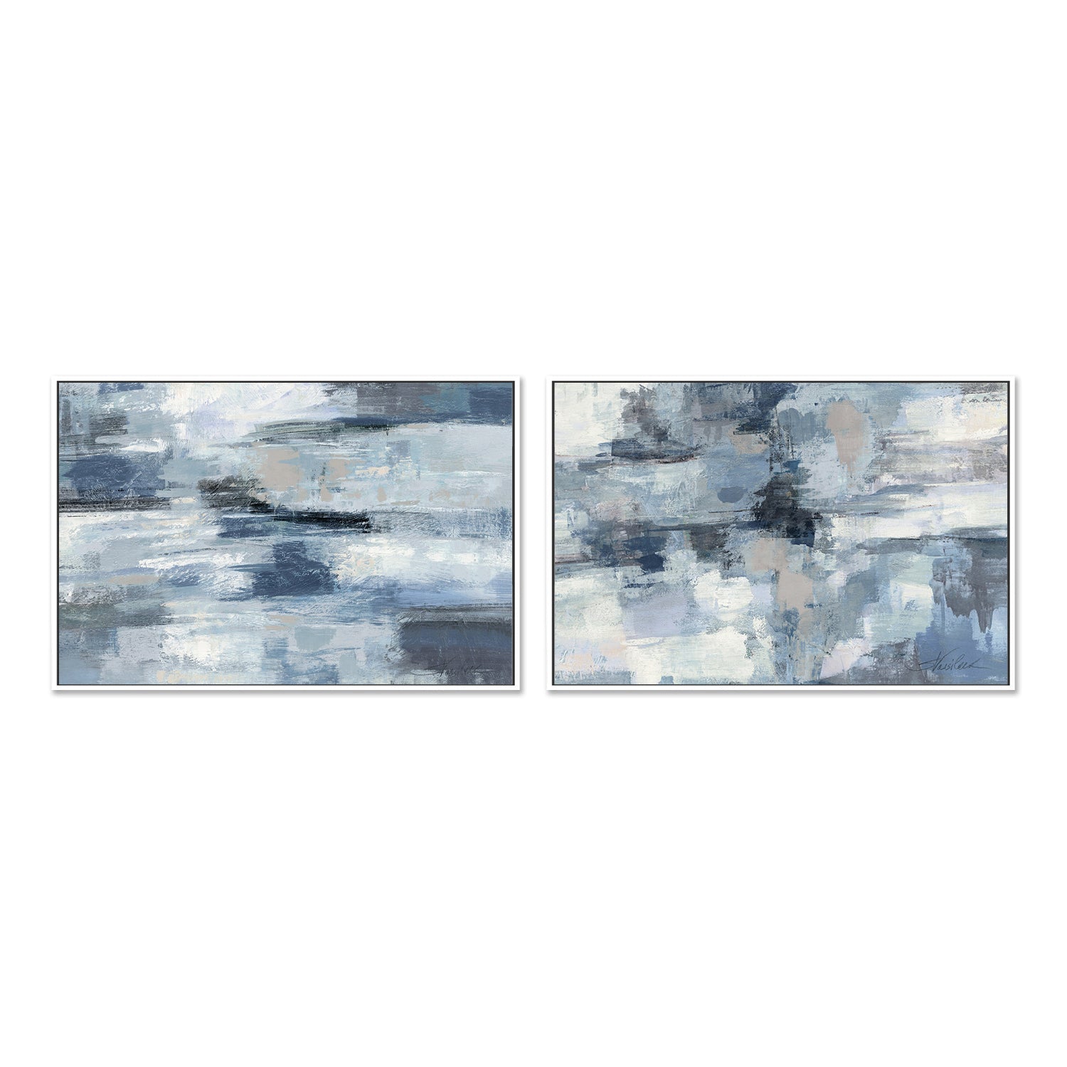 wall-art-print-canvas-poster-framed-In the Clouds Indigo and Gray, Clear Water Indigo and Gray, Set Of 2-by-Silvia Vassileva-Gioia Wall Art