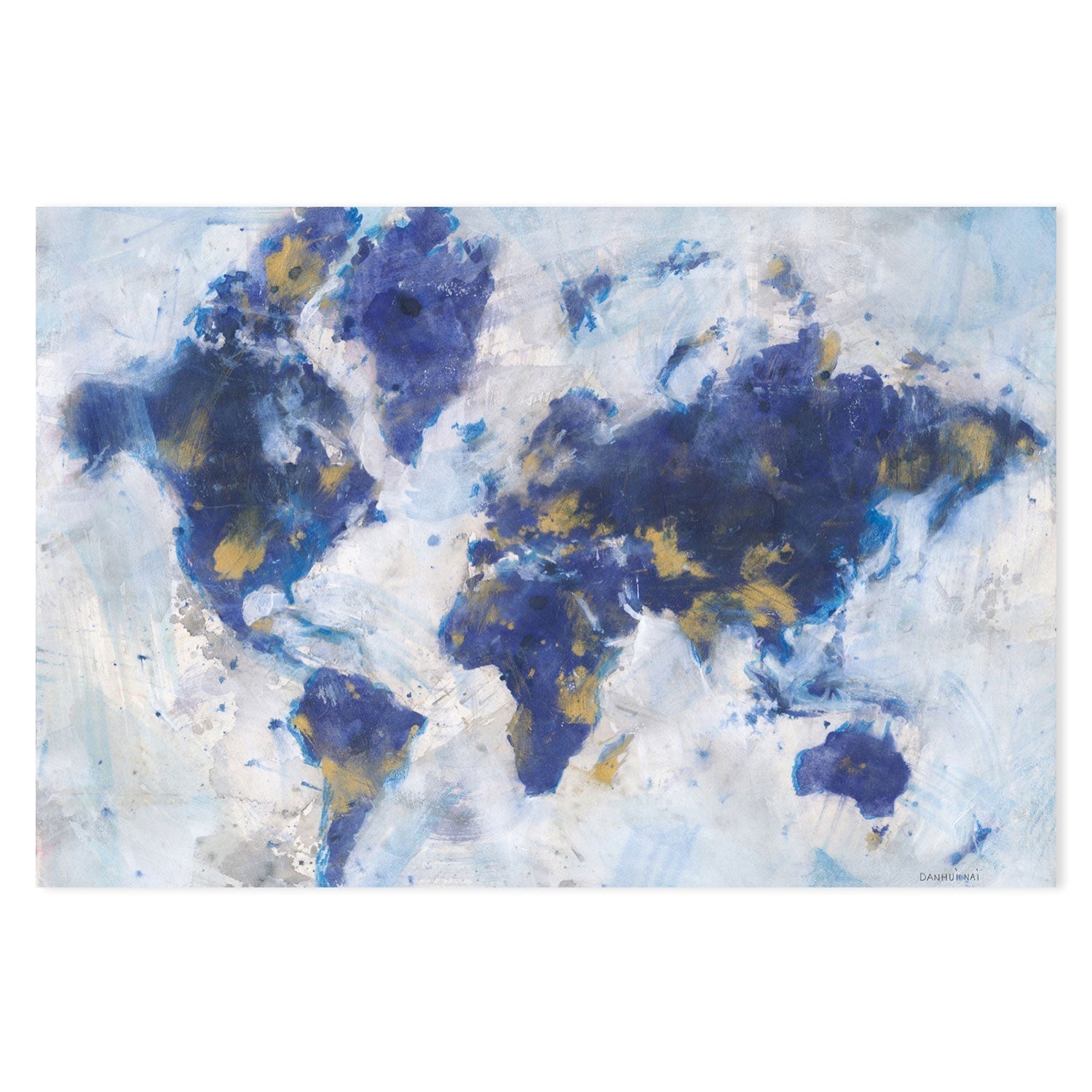 wall-art-print-canvas-poster-framed-Indigo World Map-by-Danhui Nai-Gioia Wall Art