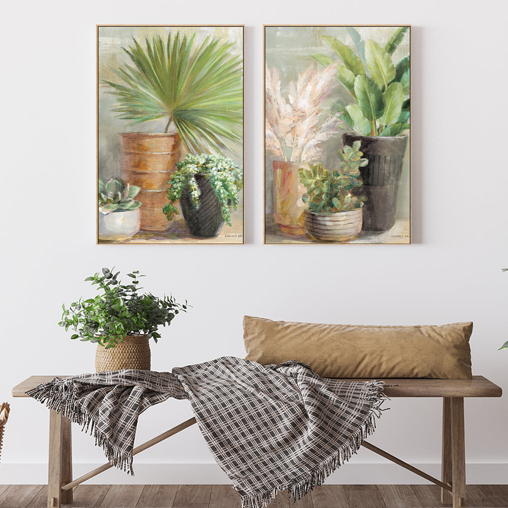 wall-art-print-canvas-poster-framed-Indoor Garden, Set of 2-by-Danhui Nai-Gioia Wall Art