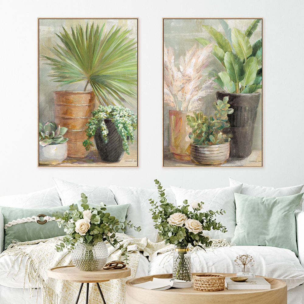 wall-art-print-canvas-poster-framed-Indoor Garden, Set of 2-by-Danhui Nai-Gioia Wall Art