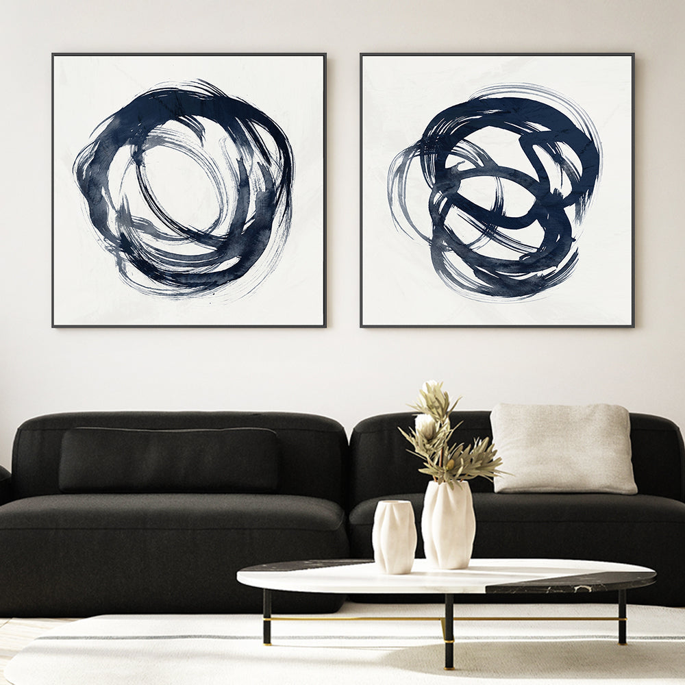 wall-art-print-canvas-poster-framed-Infinity Blue, Style A & B, Set Of 2 , By Nina Blue-2