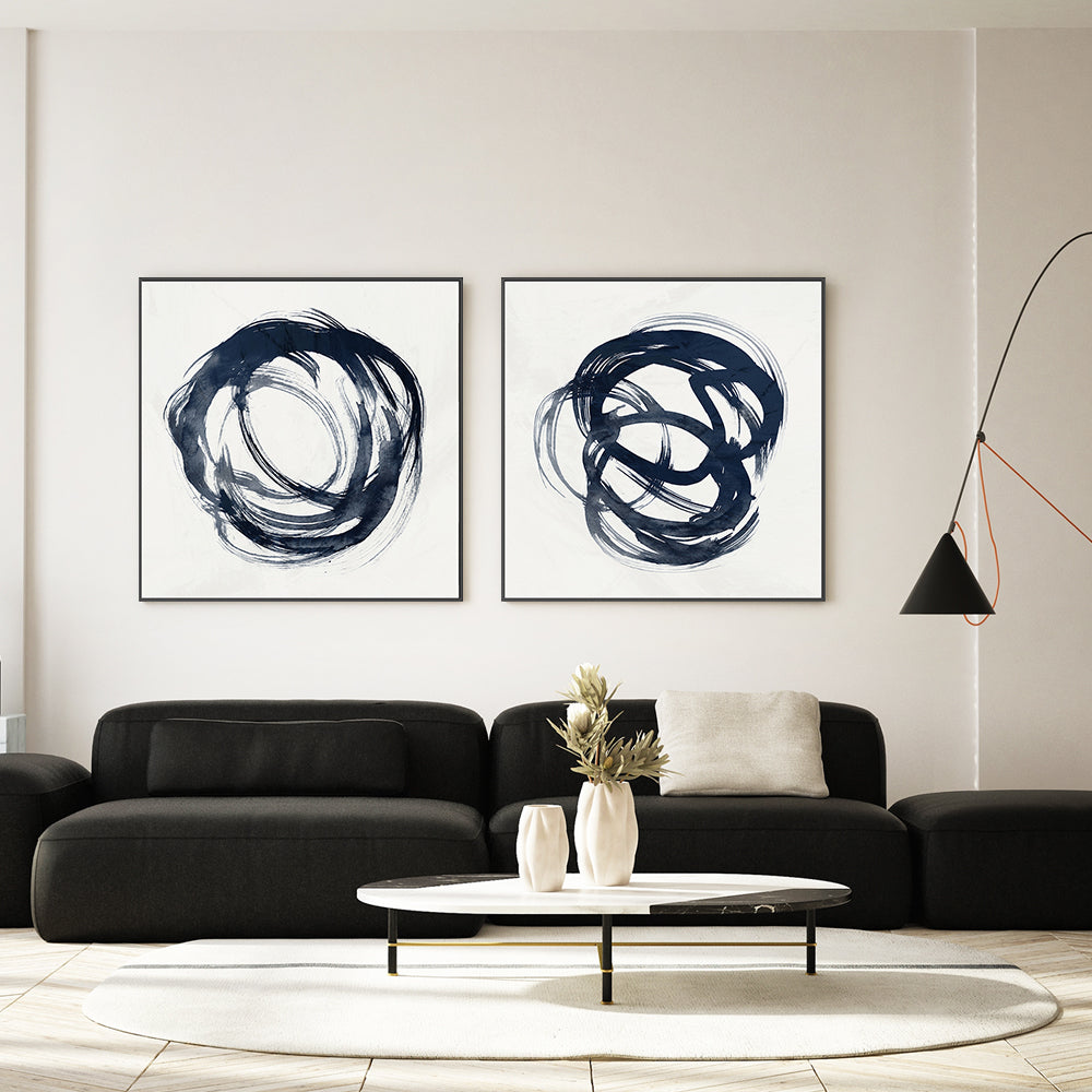 wall-art-print-canvas-poster-framed-Infinity Blue, Style A & B, Set Of 2 , By Nina Blue-7