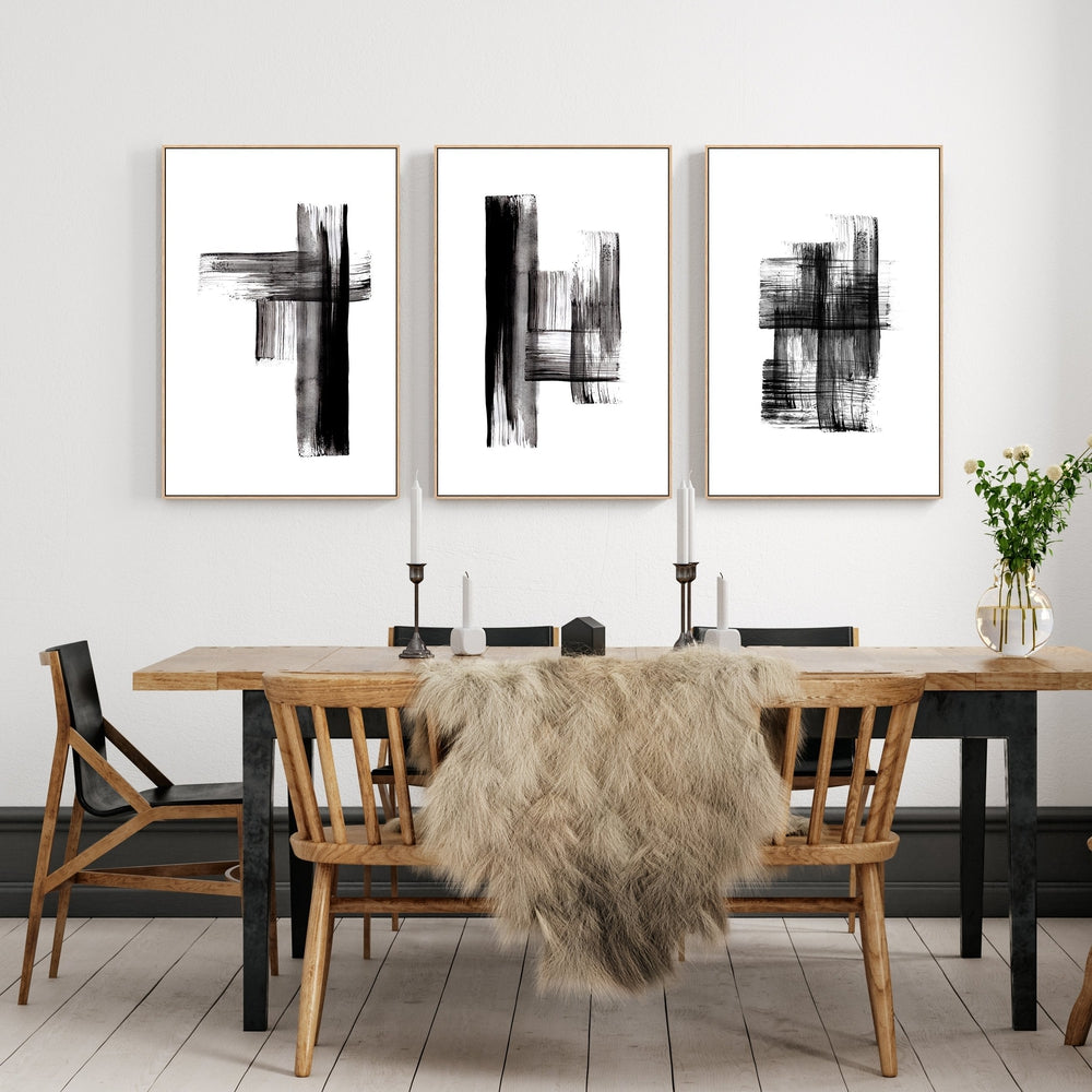 wall-art-print-canvas-poster-framed-Ink Strokes, Set Of 3-by-Danushka Abeygoda-Gioia Wall Art