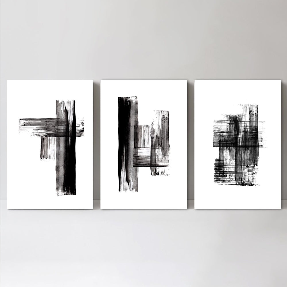 wall-art-print-canvas-poster-framed-Ink Strokes, Set Of 3-by-Danushka Abeygoda-Gioia Wall Art