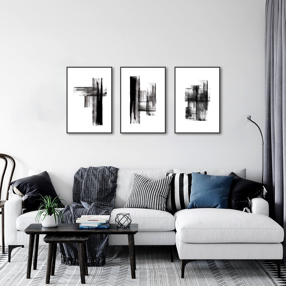 wall-art-print-canvas-poster-framed-Ink Strokes, Set Of 3-by-Danushka Abeygoda-Gioia Wall Art