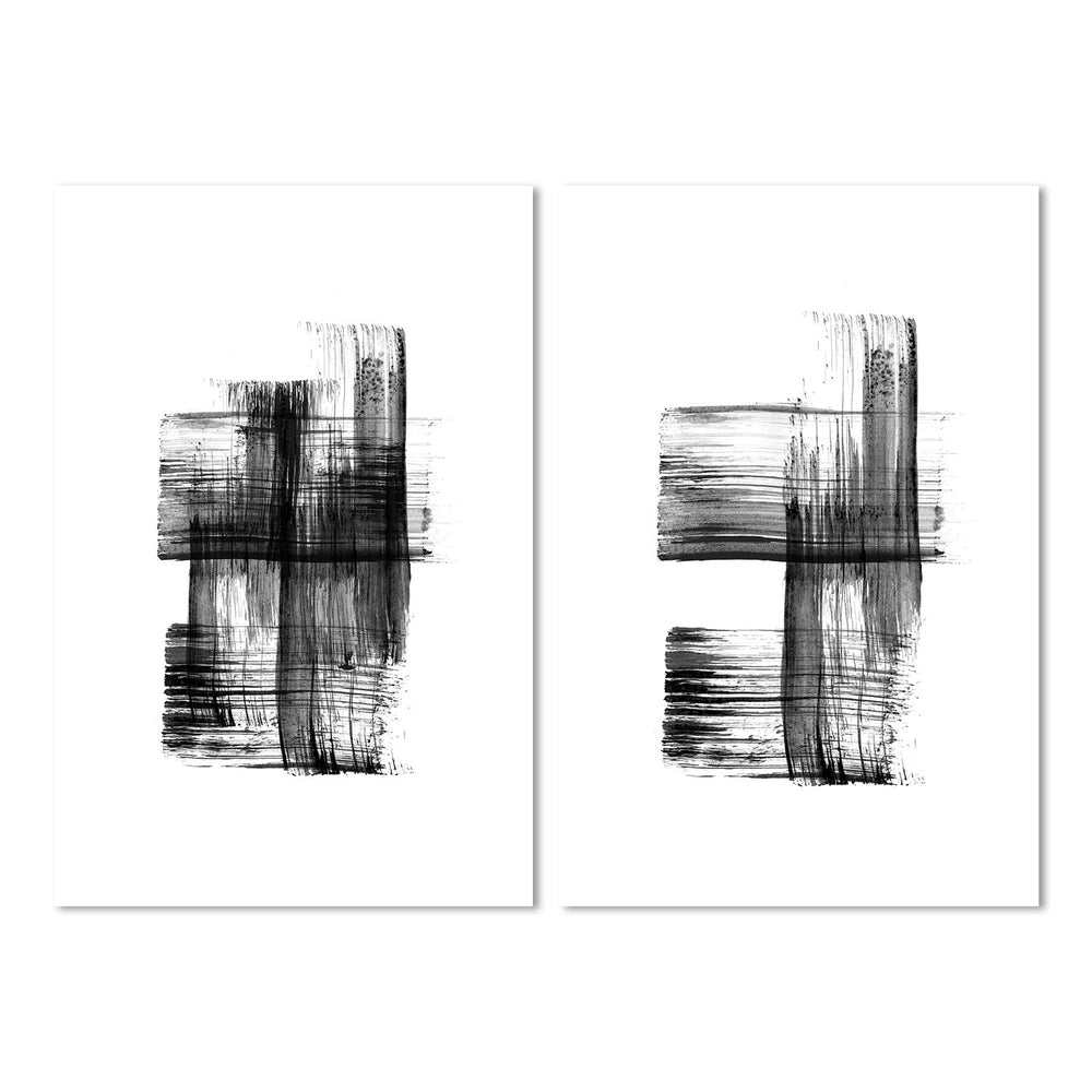 wall-art-print-canvas-poster-framed-Ink Strokes, Style A, Set Of 2-by-Danushka Abeygoda-Gioia Wall Art