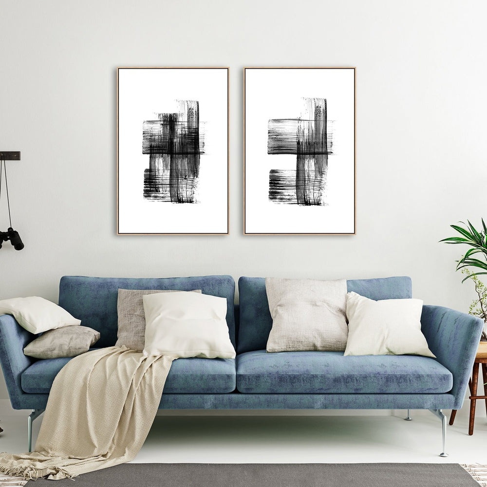 wall-art-print-canvas-poster-framed-Ink Strokes, Style A, Set Of 2-by-Danushka Abeygoda-Gioia Wall Art