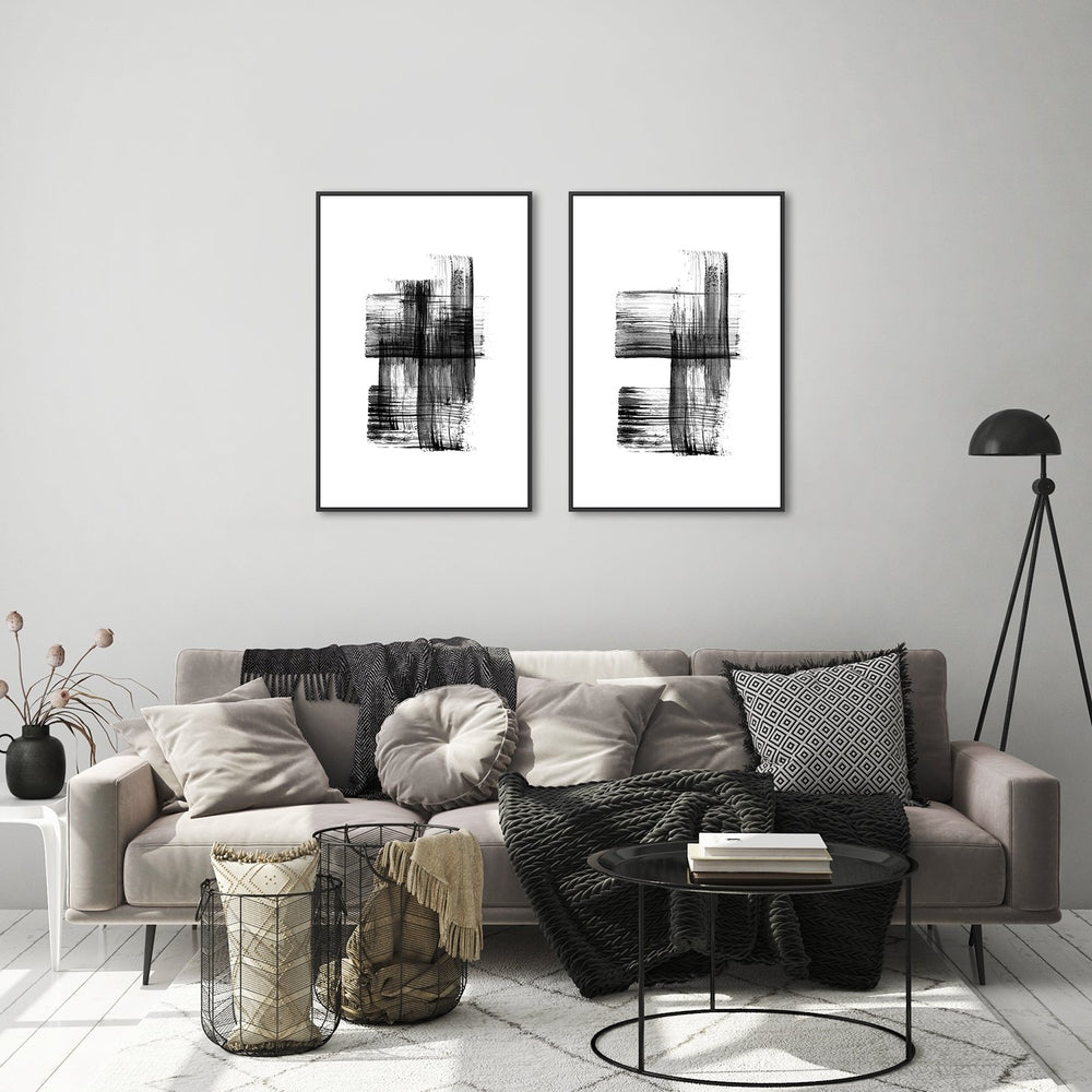 wall-art-print-canvas-poster-framed-Ink Strokes, Style A, Set Of 2-by-Danushka Abeygoda-Gioia Wall Art