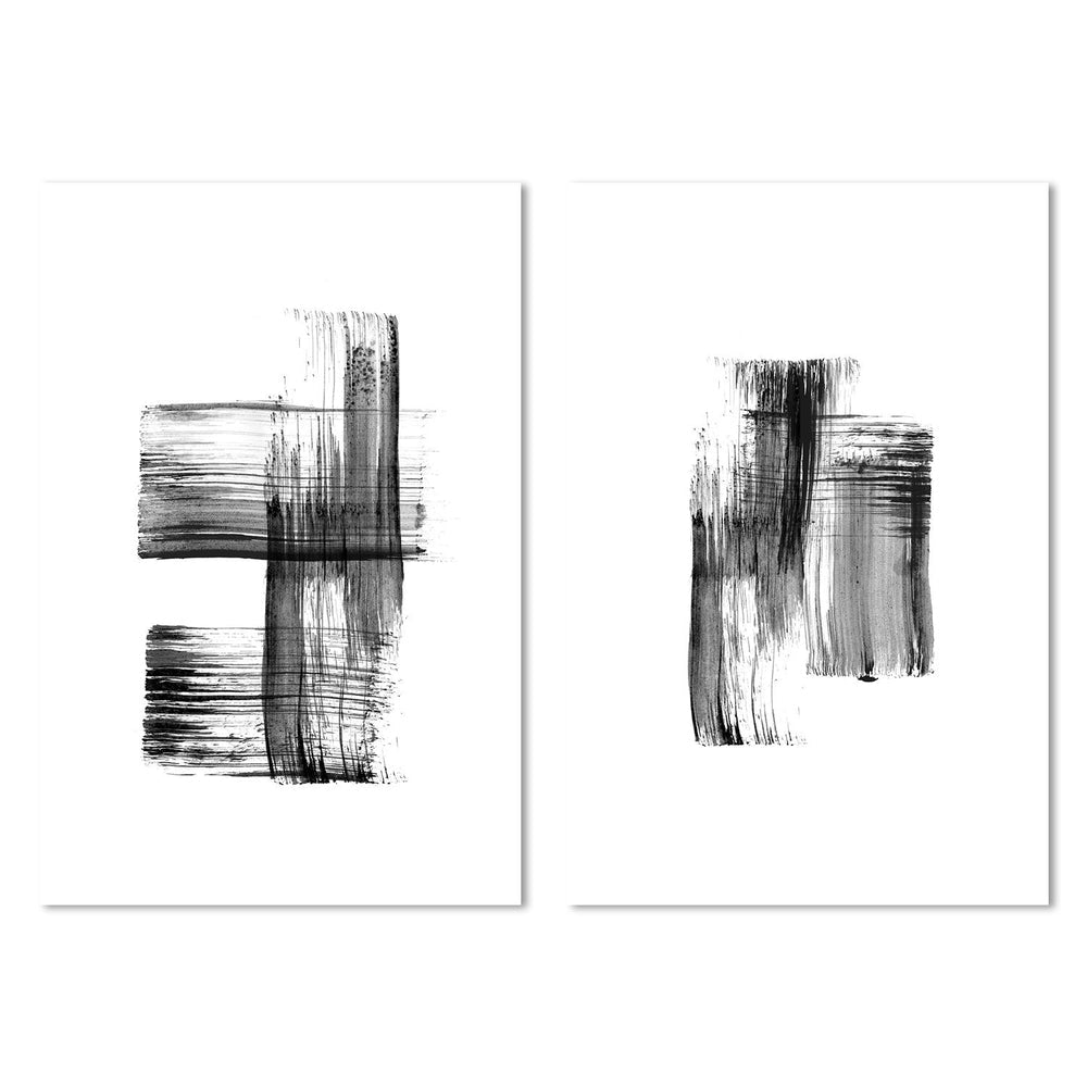 wall-art-print-canvas-poster-framed-Ink Strokes, Style B, Set Of 2-by-Danushka Abeygoda-Gioia Wall Art