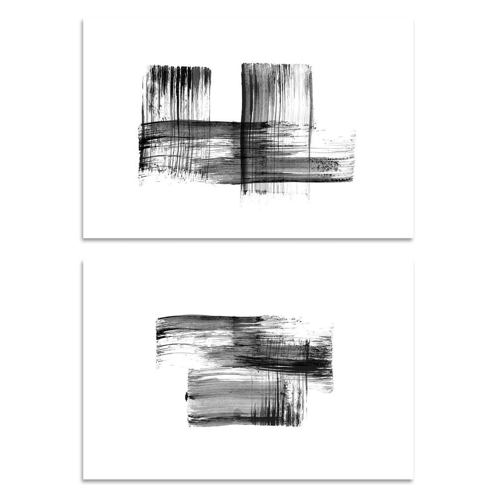 wall-art-print-canvas-poster-framed-Ink Strokes, Style B, Set Of 2-by-Danushka Abeygoda-Gioia Wall Art