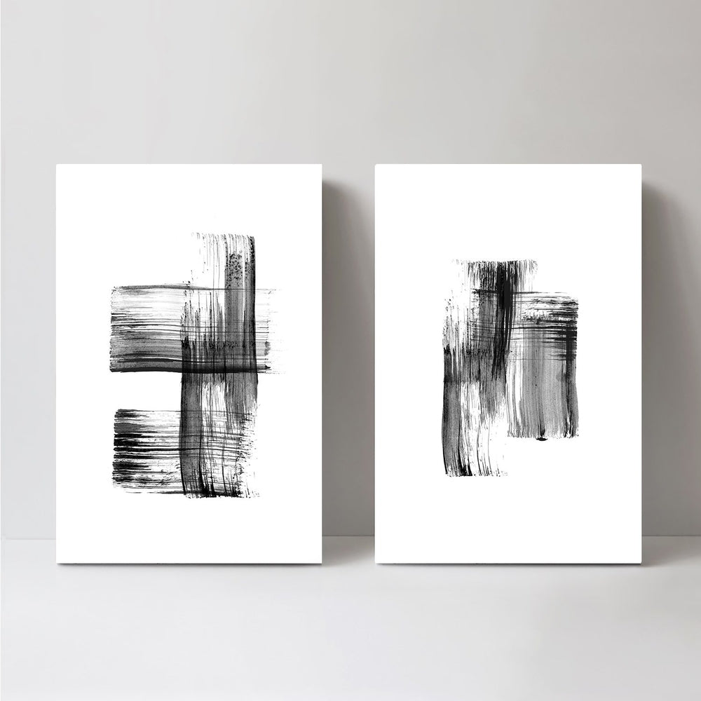 wall-art-print-canvas-poster-framed-Ink Strokes, Style B, Set Of 2-by-Danushka Abeygoda-Gioia Wall Art