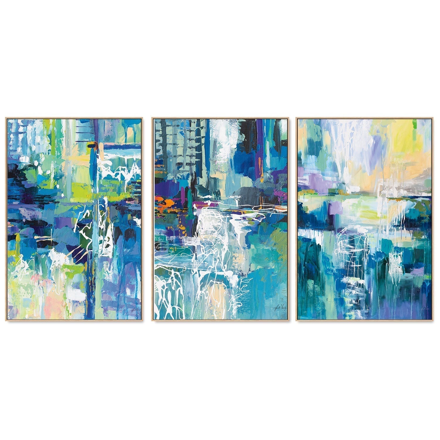 wall-art-print-canvas-poster-framed-Into the water motion sequence, Set of 3-by-Jeanette Vertentes-Gioia Wall Art