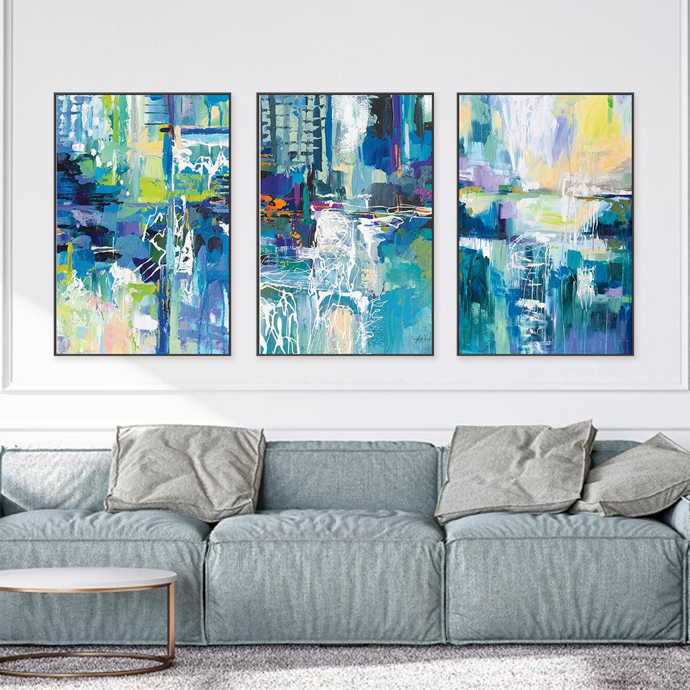 wall-art-print-canvas-poster-framed-Into the water motion sequence, Set of 3-by-Jeanette Vertentes-Gioia Wall Art