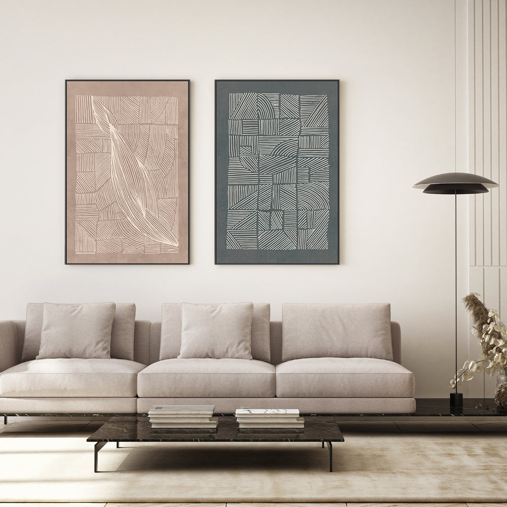 wall-art-print-canvas-poster-framed-Irregular Lines And Patterns, Set Of 2-GIOIA-WALL-ART