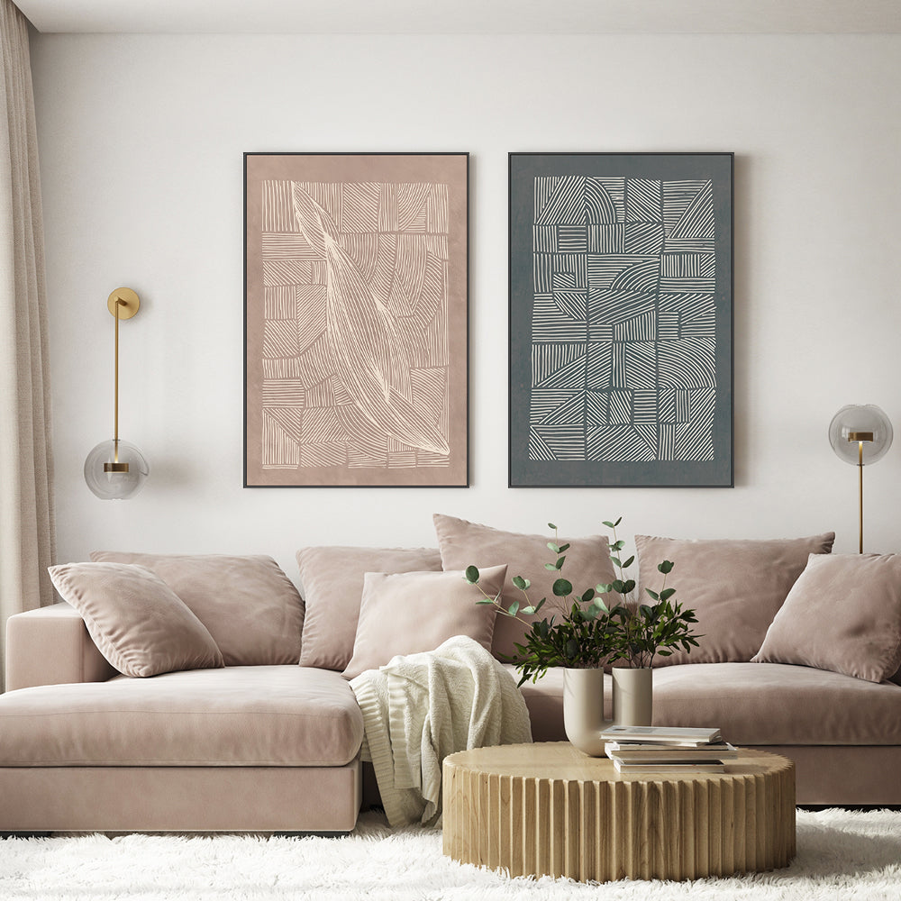 wall-art-print-canvas-poster-framed-Irregular Lines And Patterns, Set Of 2-GIOIA-WALL-ART