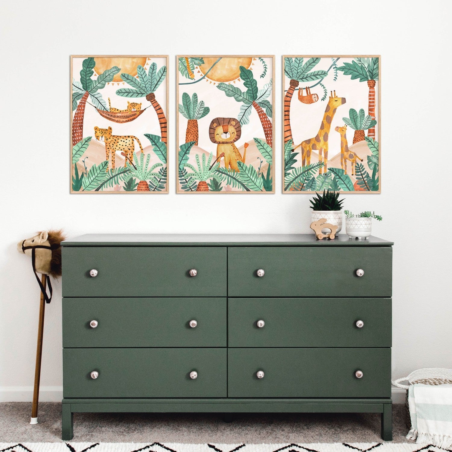 wall-art-print-canvas-poster-framed-Jungle Horizon, Set of 3 , By Pip and Phee-2