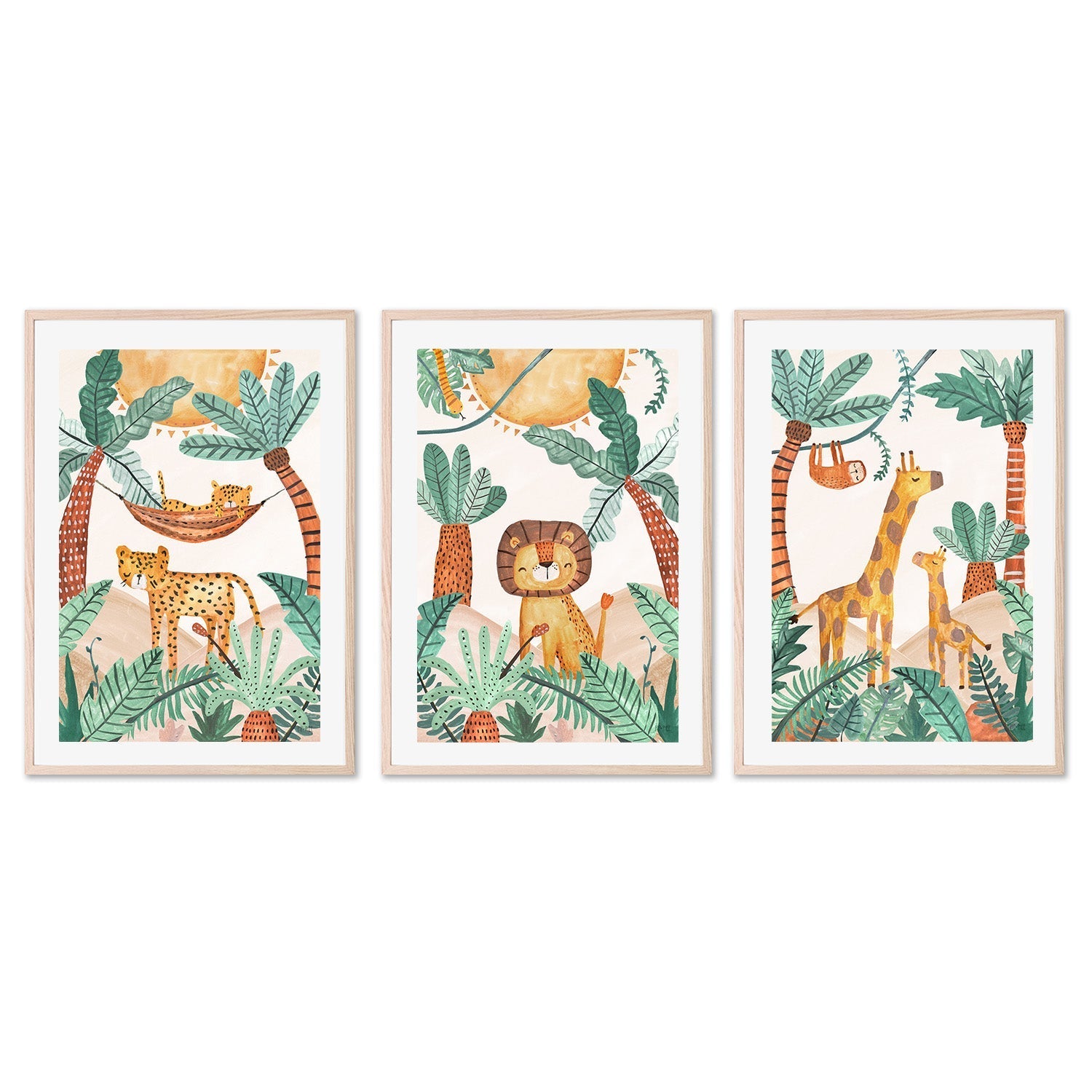 wall-art-print-canvas-poster-framed-Jungle Horizon, Set of 3 , By Pip and Phee-6