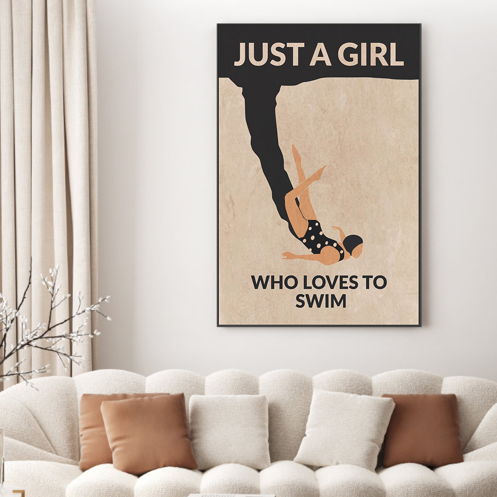 wall-art-print-canvas-poster-framed-Just A Girl Who Loves To Swim, Style A , By Jon Downer-GIOIA-WALL-ART