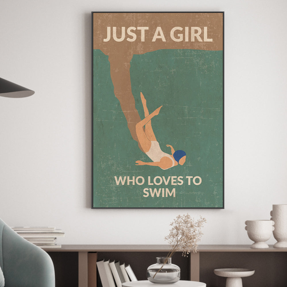 wall-art-print-canvas-poster-framed-Just A Girl Who Loves To Swim, Style B , By Jon Downer-GIOIA-WALL-ART