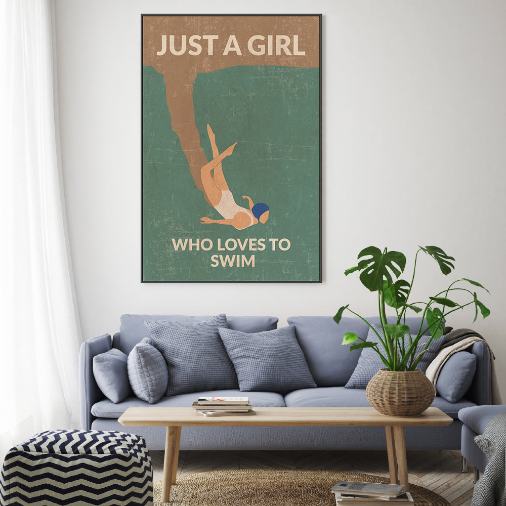 wall-art-print-canvas-poster-framed-Just A Girl Who Loves To Swim, Style B , By Jon Downer-GIOIA-WALL-ART