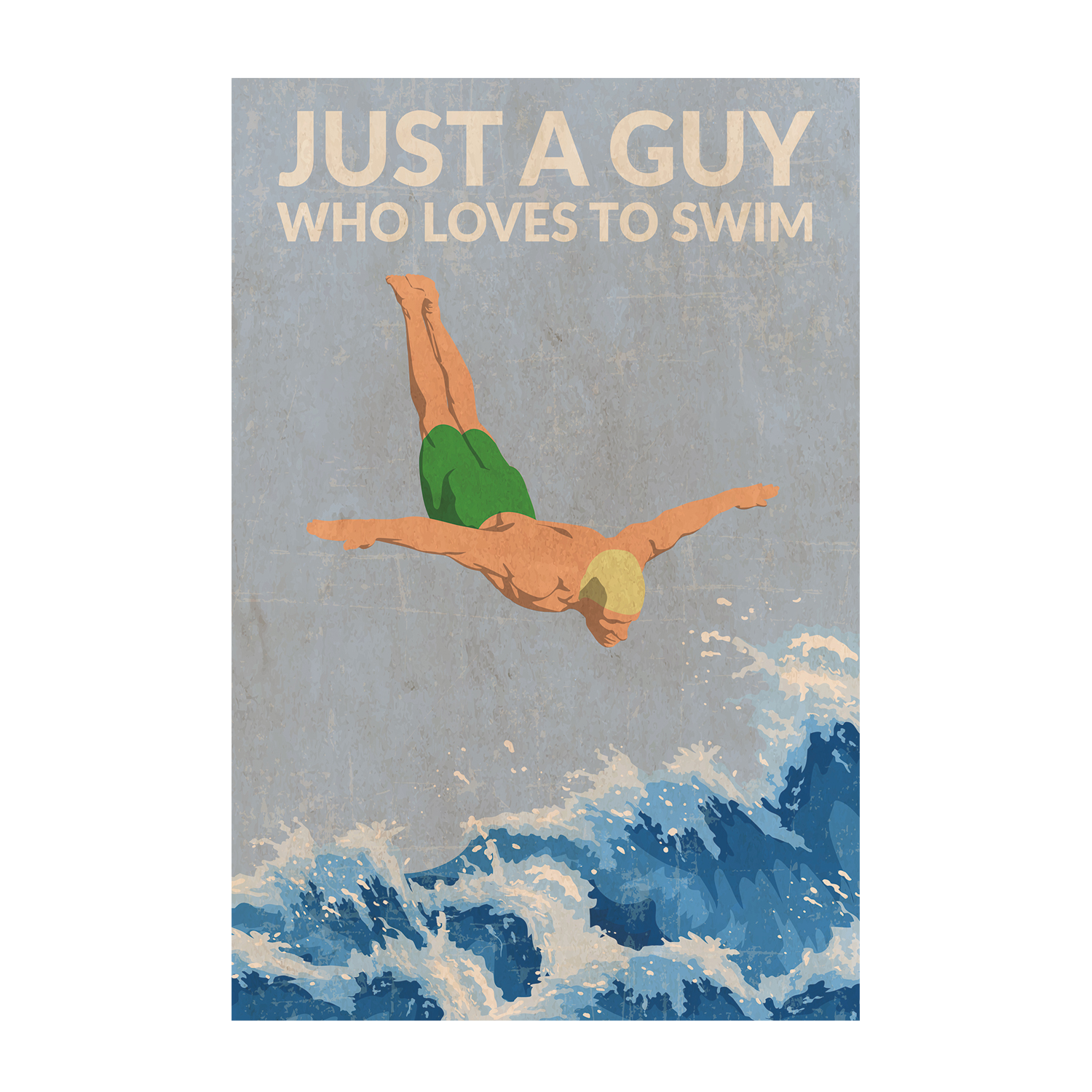 wall-art-print-canvas-poster-framed-Just A Guy Who Loves To Swim, Style A , By Jon Downer-GIOIA-WALL-ART