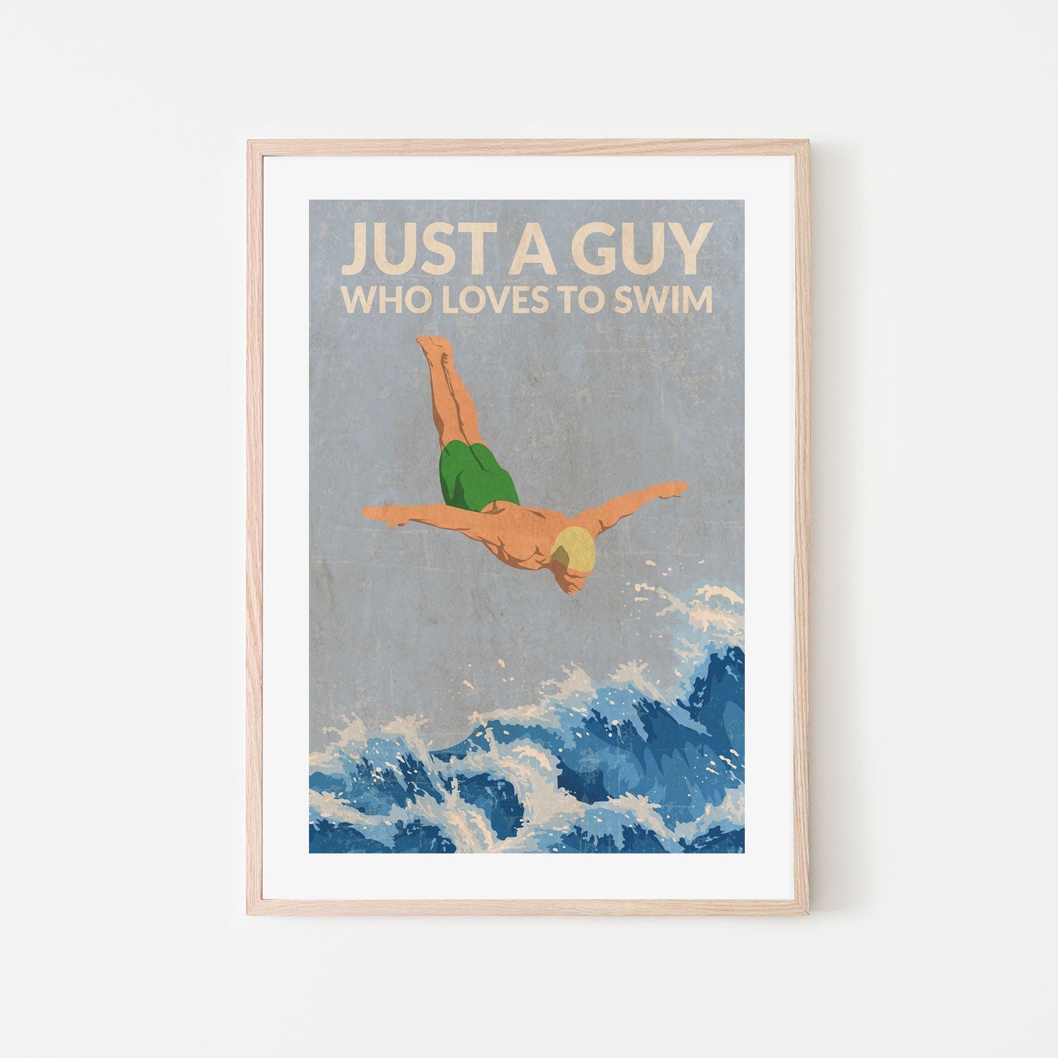 wall-art-print-canvas-poster-framed-Just A Guy Who Loves To Swim, Style A , By Jon Downer-GIOIA-WALL-ART