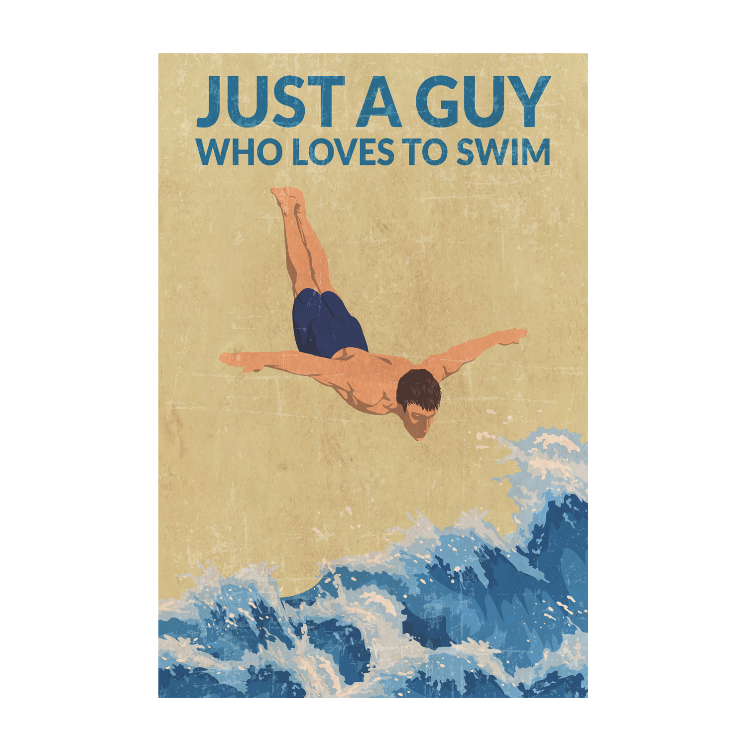 wall-art-print-canvas-poster-framed-Just A Guy Who Loves To Swim, Style B , By Jon Downer-GIOIA-WALL-ART