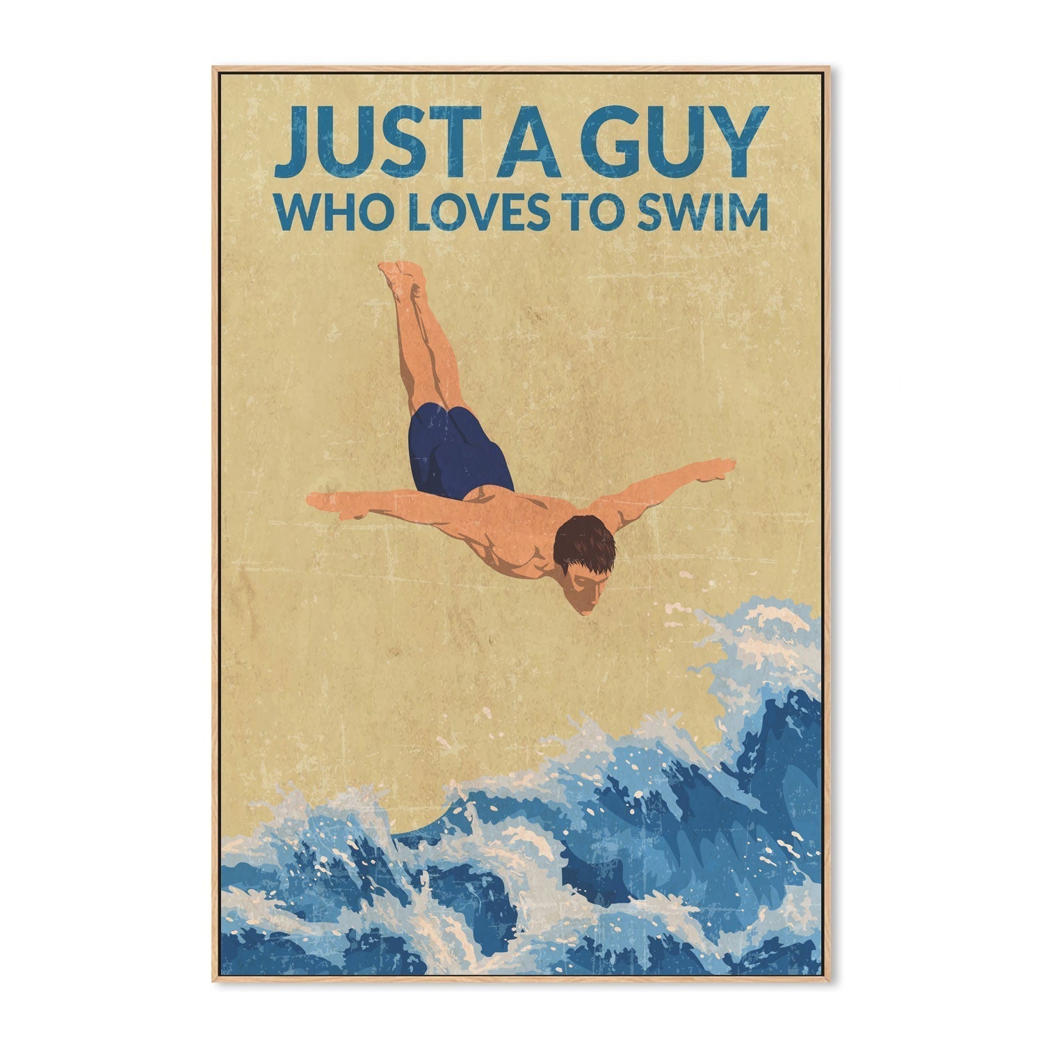 wall-art-print-canvas-poster-framed-Just A Guy Who Loves To Swim, Style B , By Jon Downer-GIOIA-WALL-ART