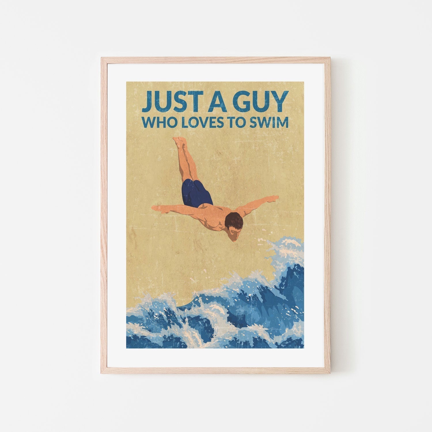 wall-art-print-canvas-poster-framed-Just A Guy Who Loves To Swim, Style B , By Jon Downer-GIOIA-WALL-ART