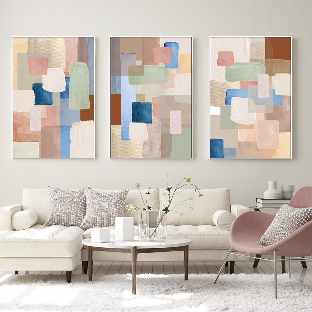 wall-art-print-canvas-poster-framed-Kaleidoscope, Style A, B & C, Set Of 3 , By Sally Ann Moss-2