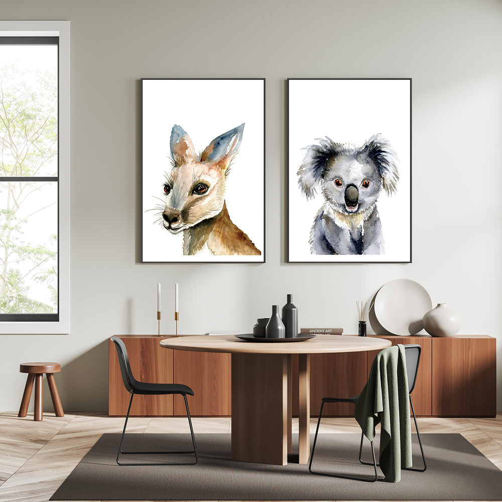 wall-art-print-canvas-poster-framed-Kangaroo & Koala, Set of 2 , By Jessie Mitchelson-GIOIA-WALL-ART