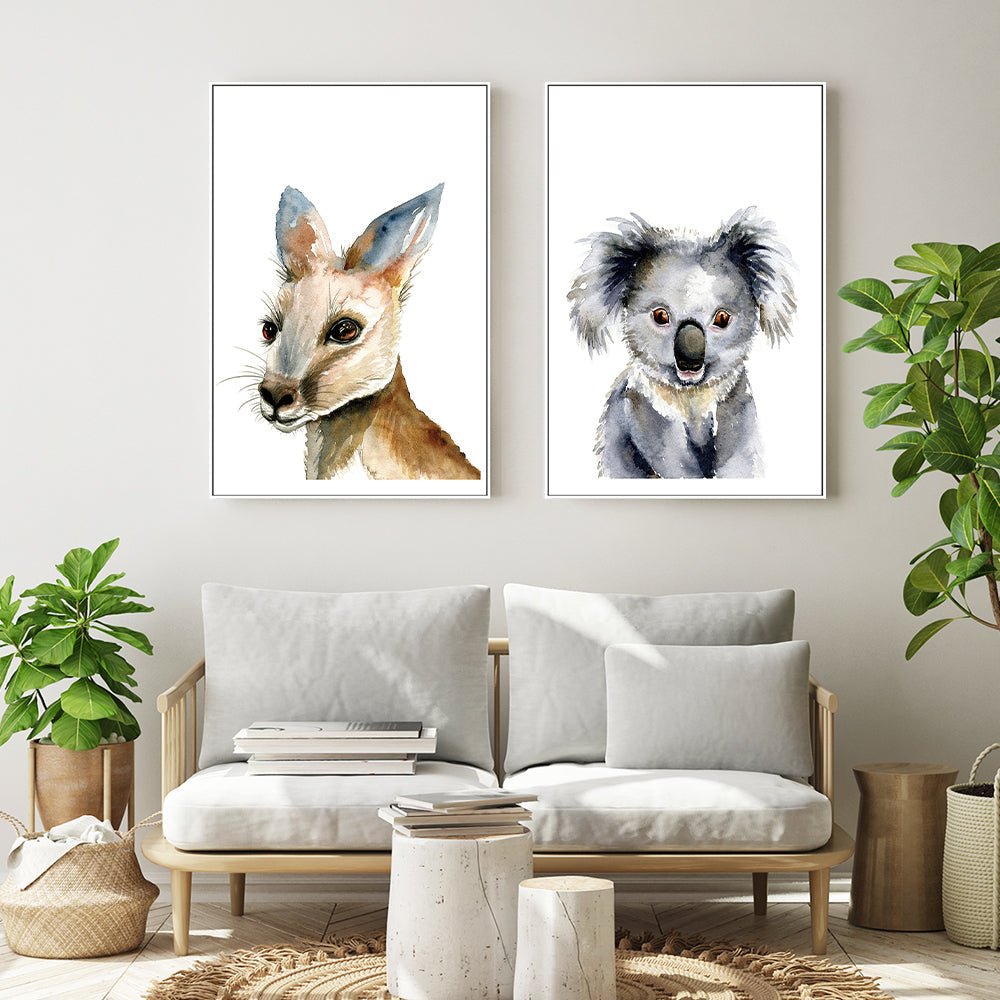 wall-art-print-canvas-poster-framed-Kangaroo & Koala, Set of 2 , By Jessie Mitchelson-GIOIA-WALL-ART