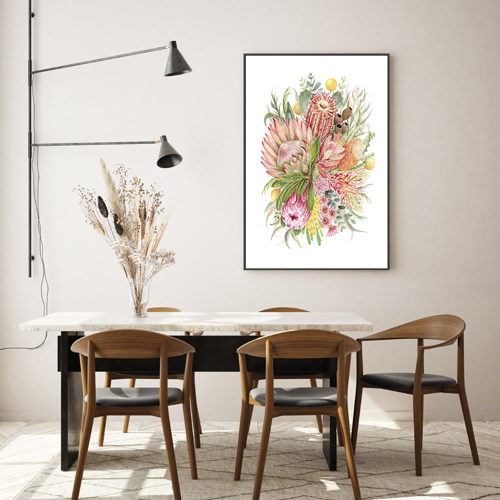 wall-art-print-canvas-poster-framed-King Protea And Banksia, Style A , By Jessie Mitchelson-GIOIA-WALL-ART