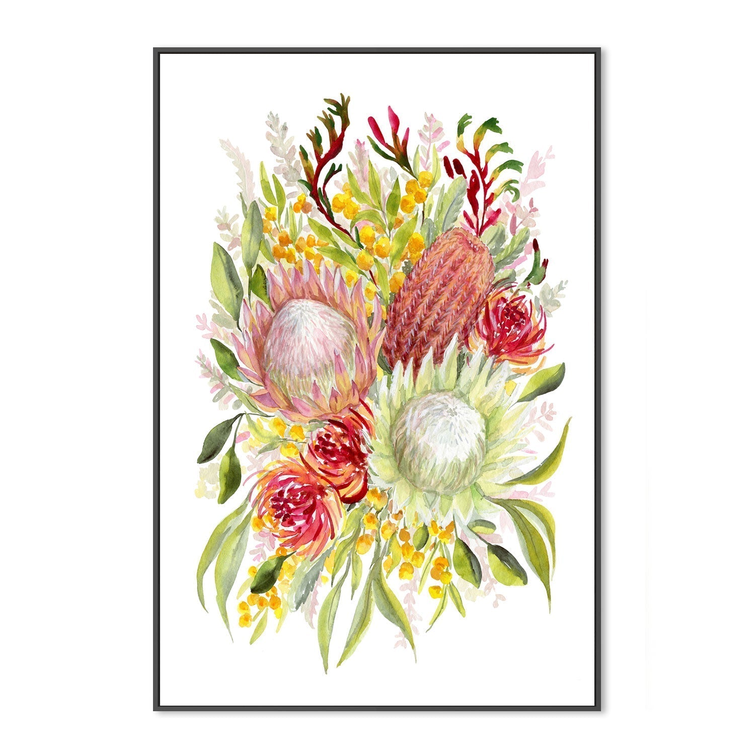 wall-art-print-canvas-poster-framed-King Protea And Banksia, Style B , By Jessie Mitchelson-GIOIA-WALL-ART